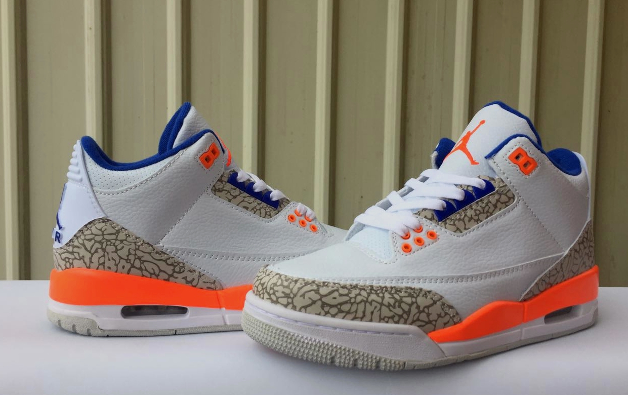 New Jordan 3 Retro White Orange Blue - Click Image to Close